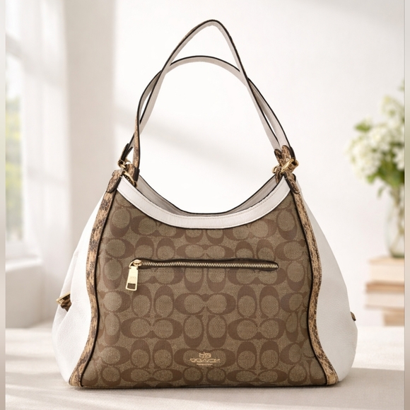 Coach Handbags - Coach Kristy C7332 Signature C With Snake Trim Shoulder Bag